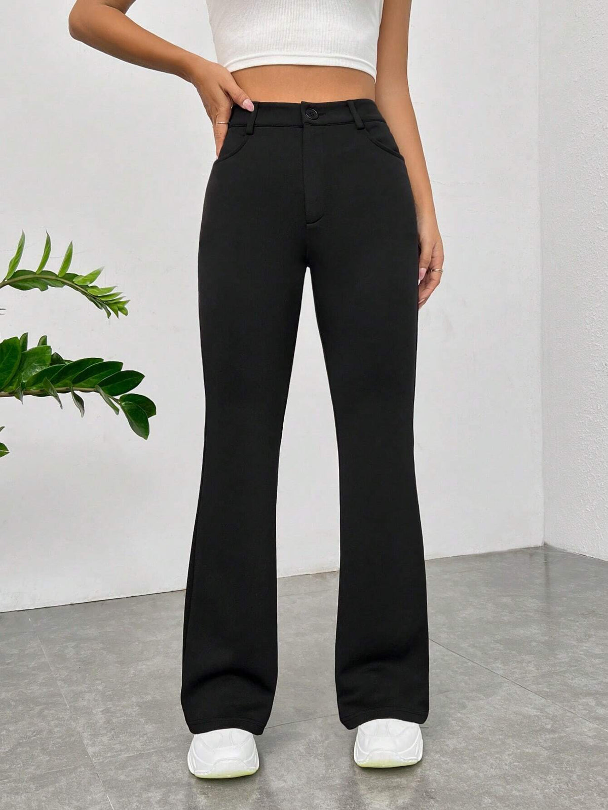 EZwear Solid Flare Leg Pants