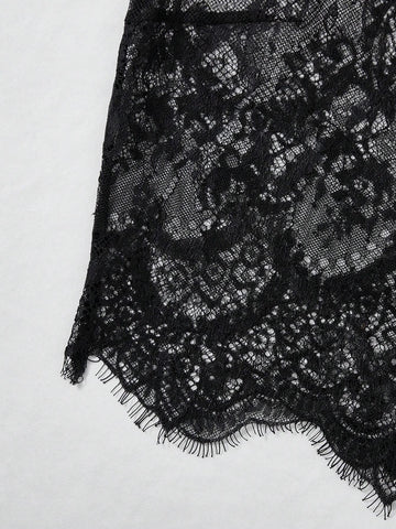 Mock Neck Lace Tank Top Without Bra
