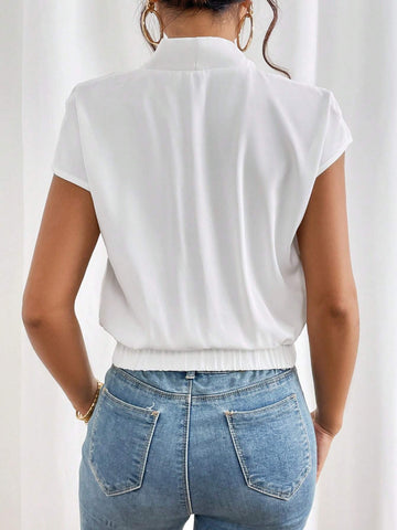 Solid Batwing Sleeve Blouse