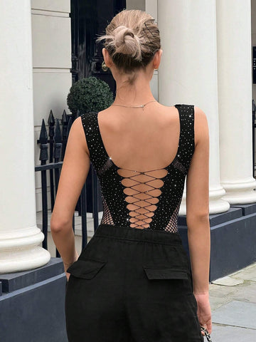 Lace Up Front Tank Bodysuit