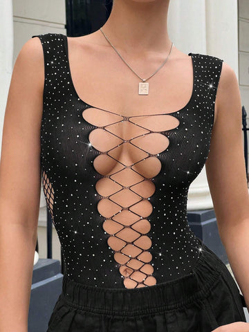 Lace Up Front Tank Bodysuit