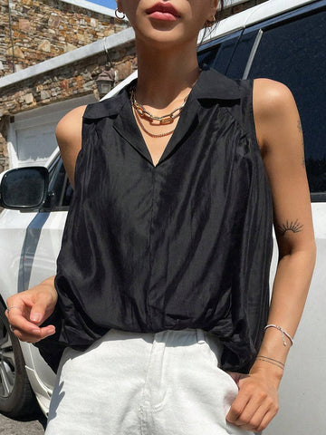 Solid Sleeveless Blouse