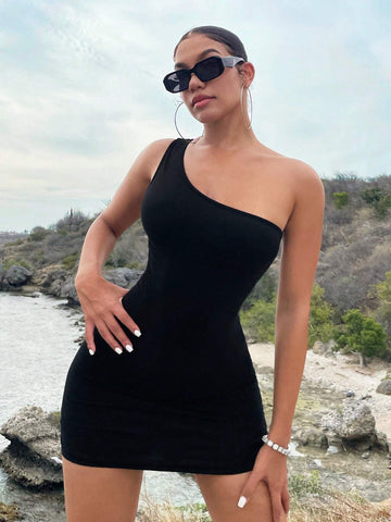 One Shoulder Cut Out Backless Bodycon Dress