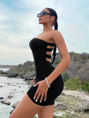 One Shoulder Cut Out Backless Bodycon Dress