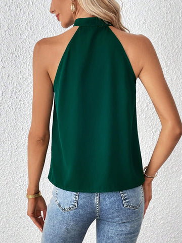 Keyhole Neckline Halter Blouse