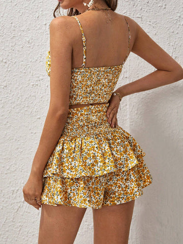 Ditsy Floral Print Cami Top & Shorts