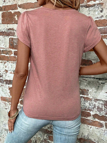 EMERY ROSE Cut Out Petal Sleeve Tee