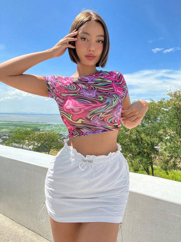 ICON Paperbag Waist Drawstring Detail Bodycon Skirt