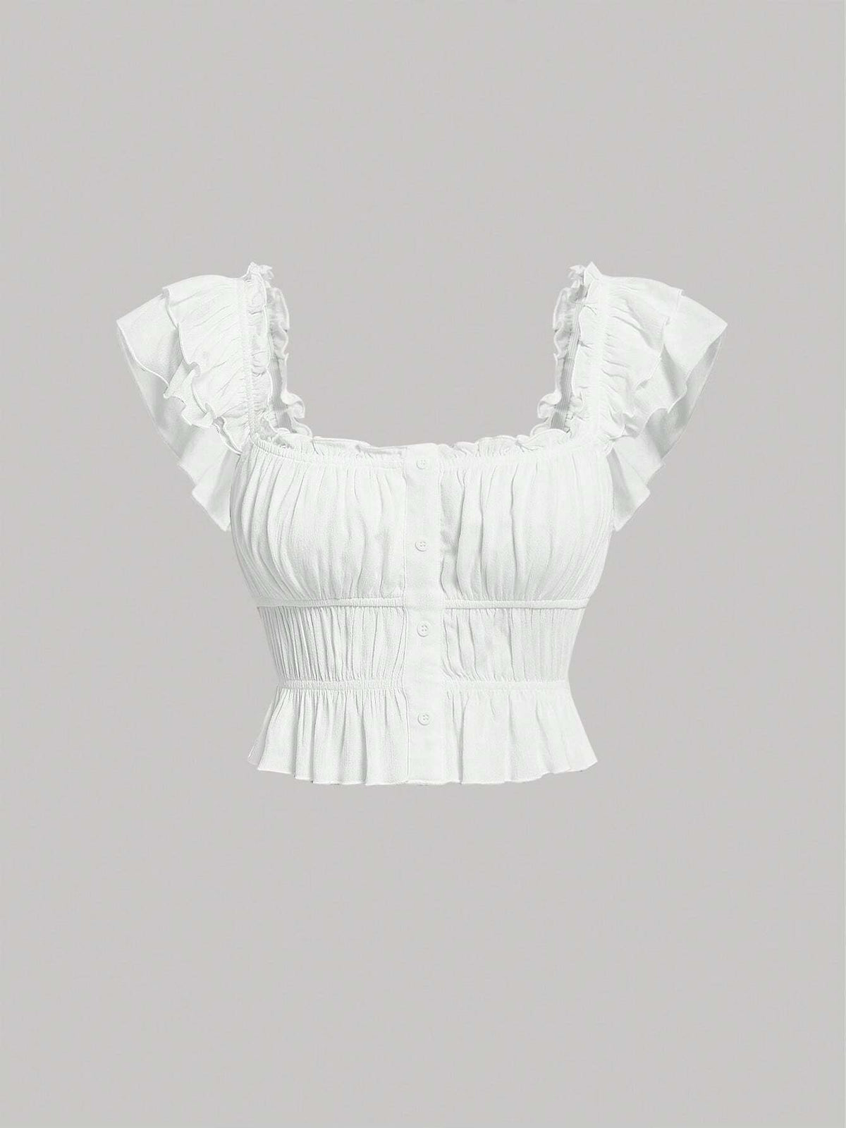 Ruffle Trim Ruched Bust Crop Top