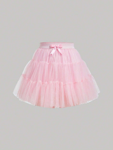 MOD Bow Front Mesh Overlay Skirt