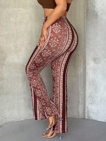 SXY Allover Print Flare Leg Pants