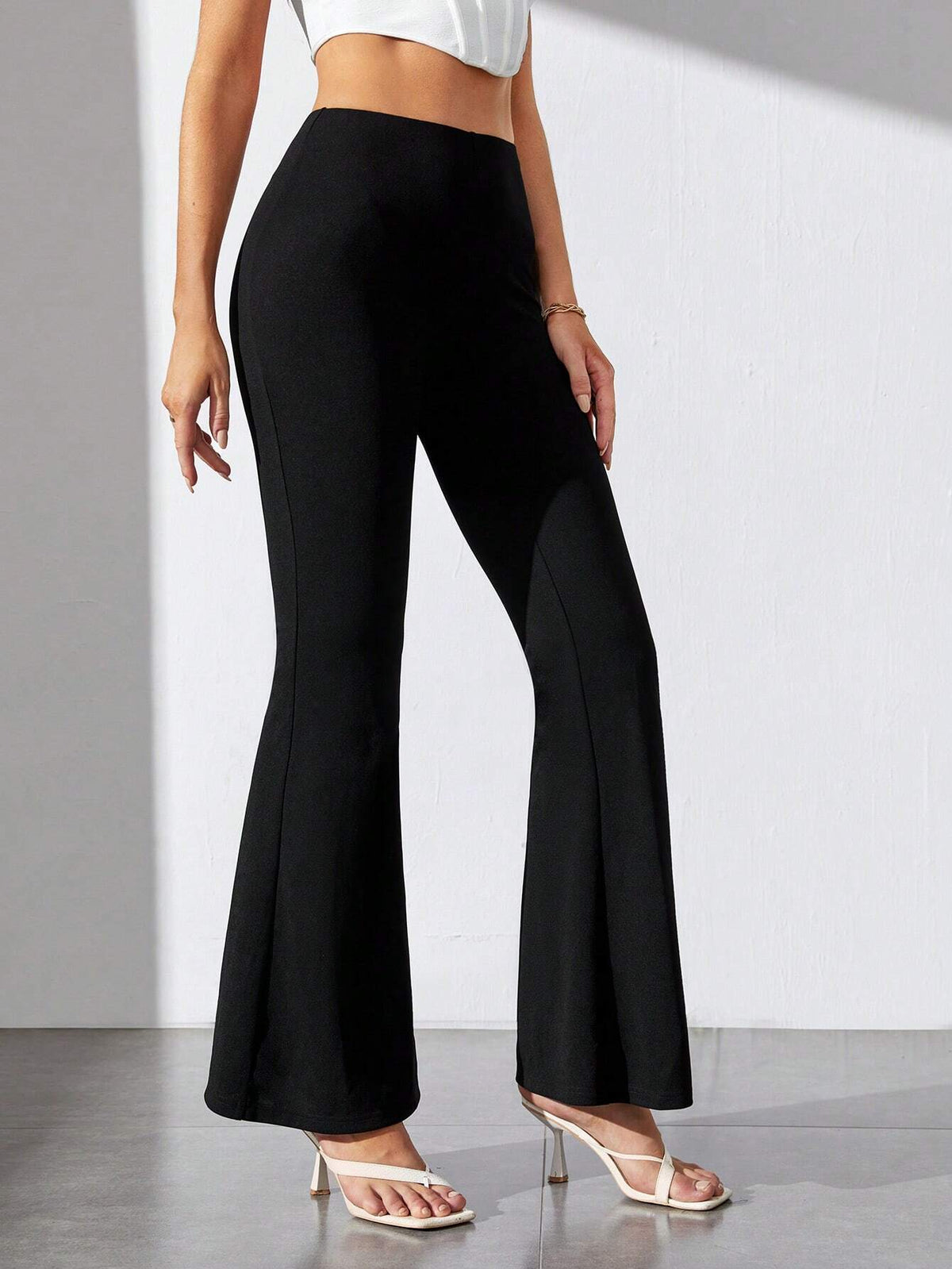 Solid Flare Leg Pants