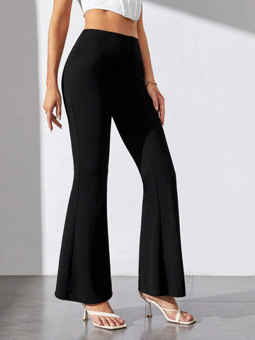 Solid Flare Leg Pants