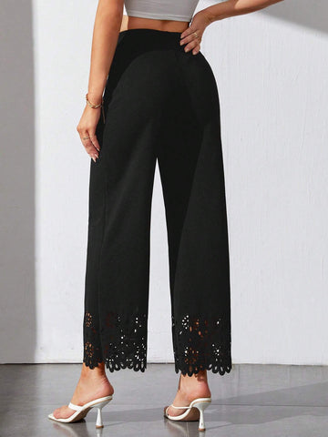 Tall Laser Cut Out Wide Leg Pants