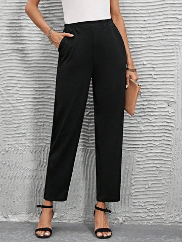 Solid Slant Pocket Pants