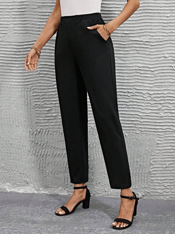 Solid Slant Pocket Pants