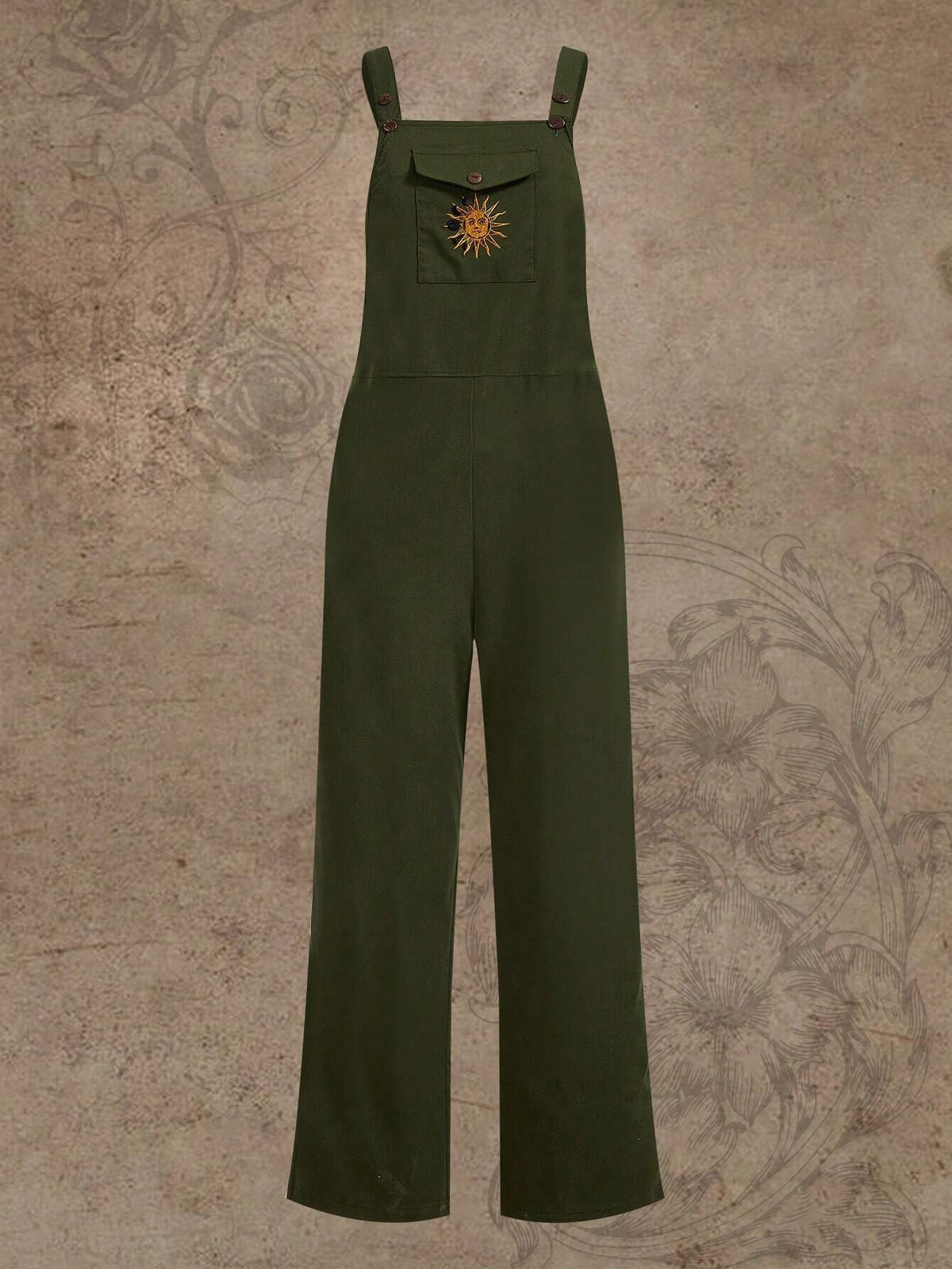 Fairycore Sun Graphic Pocket Front Overall Jumpsuit
