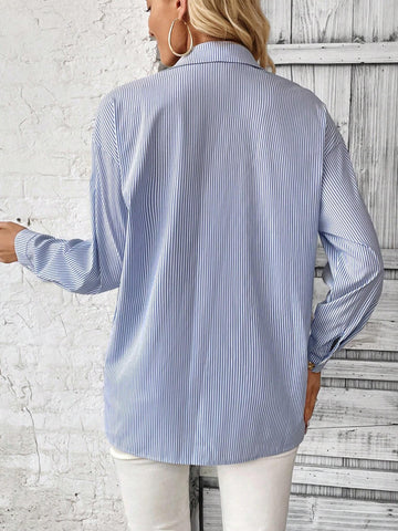 Striped Print Drop Shoulder Shirt