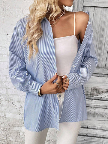 Striped Print Drop Shoulder Shirt