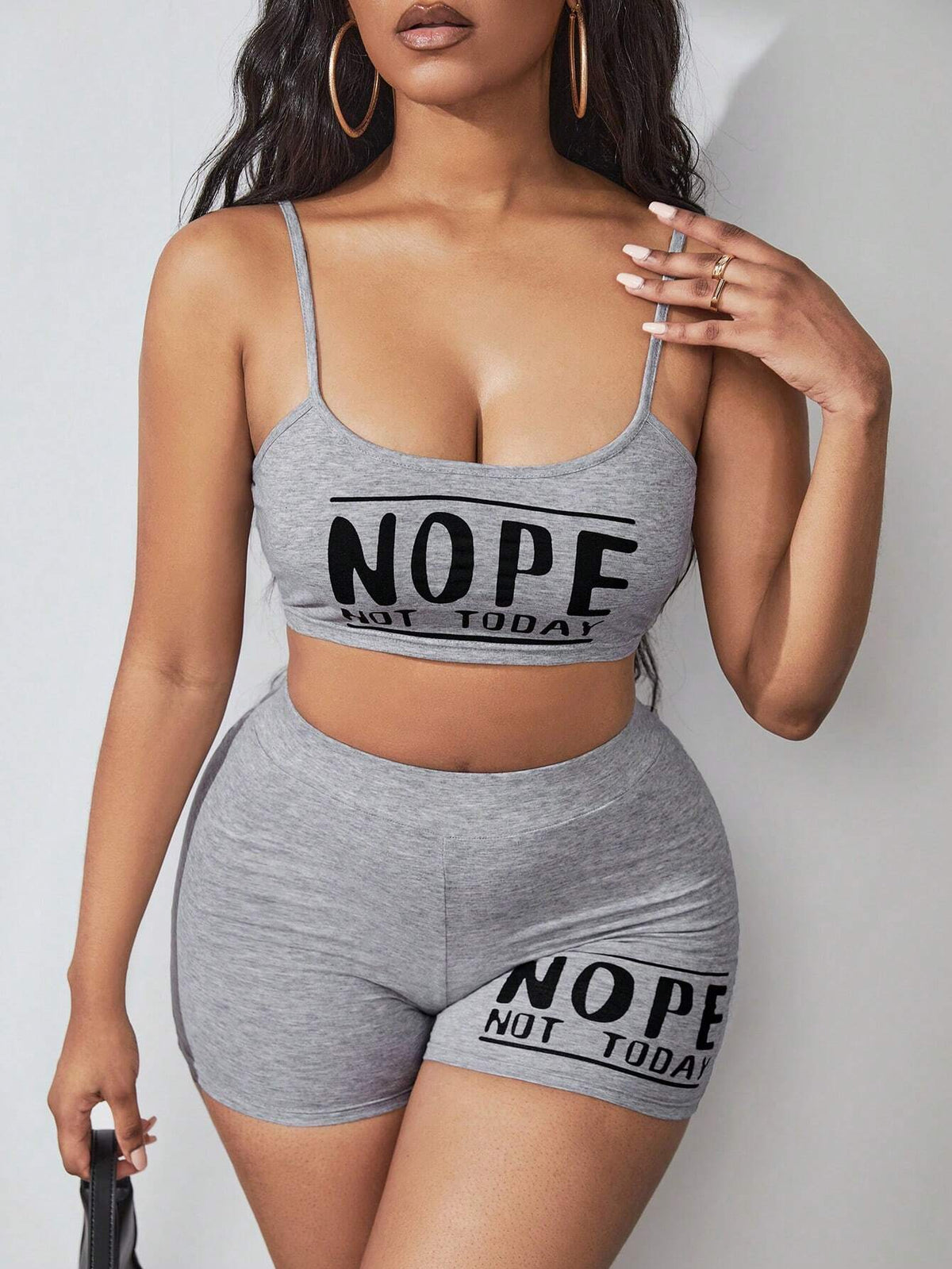 Letter Graphic Crop Cami Top & Biker Shorts