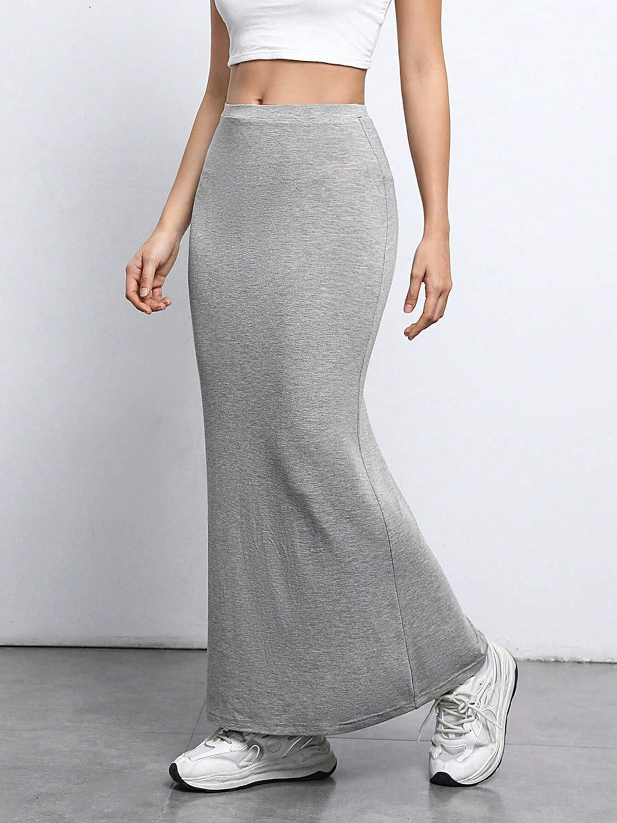 EZwear Solid Mermaid Hem Skirt