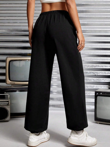 PETITE Letter Graphic Elastic Waist Sweatpants