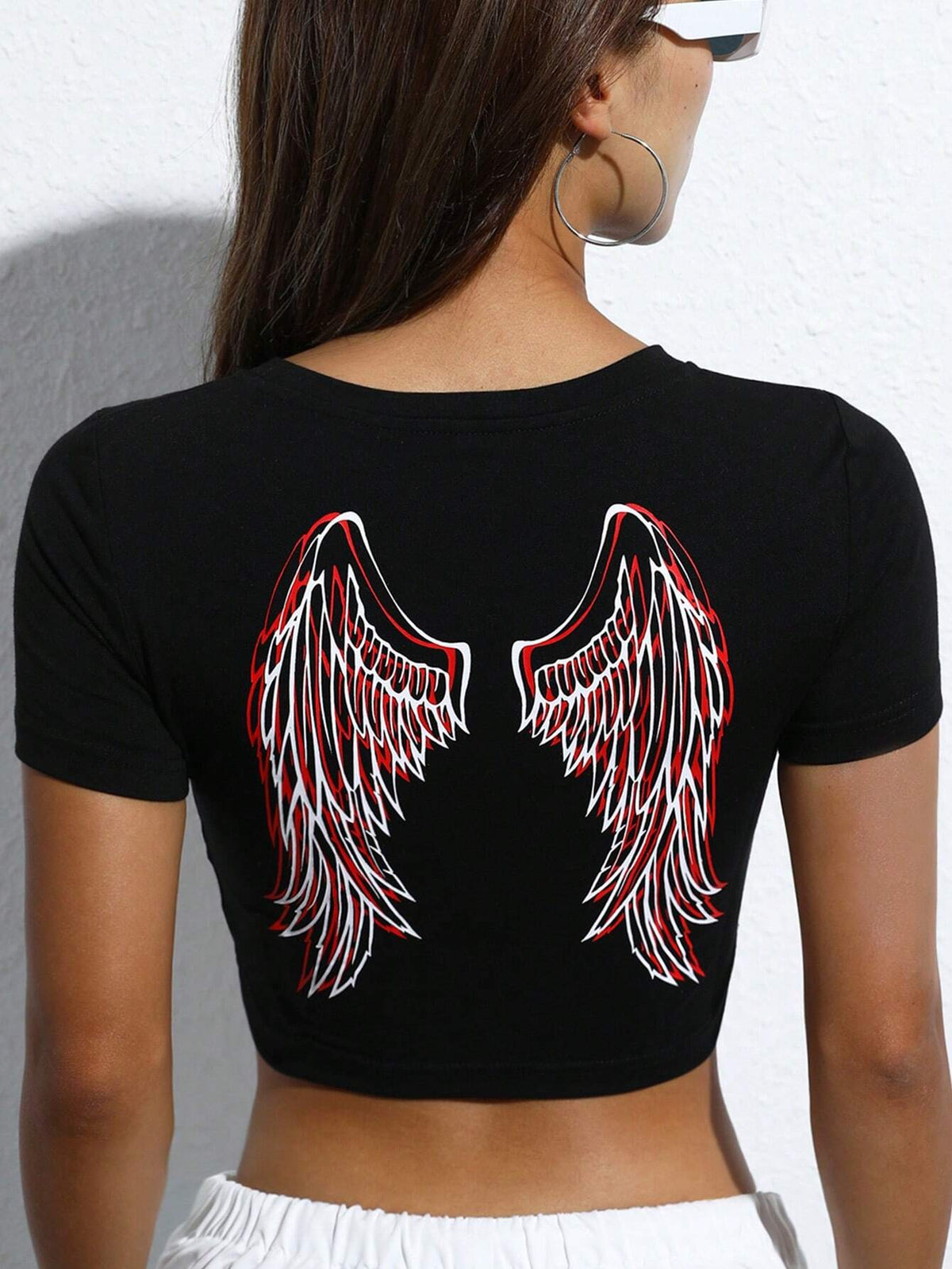 EZwear Wing Print Crop Tee