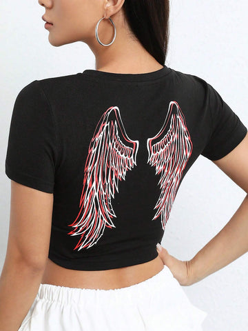 EZwear Wing Print Crop Tee