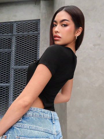 Cut Out Front High Cut Bodysuit