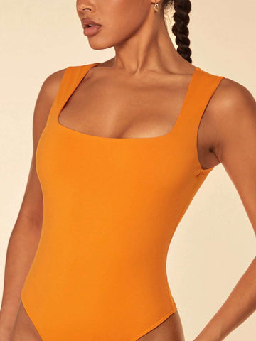 Solid Square Neck Tank Bodysuit