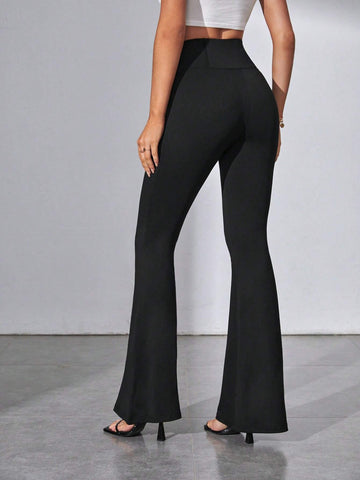Solid Flare Leg Pants