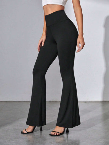 Solid Flare Leg Pants