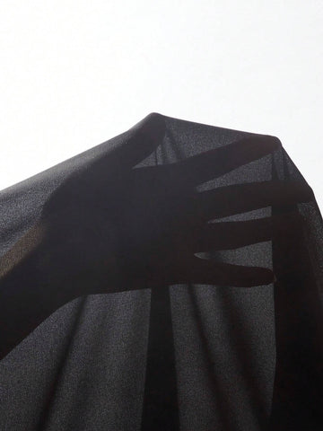 Solid Pleated Flounce Sleeve Blouse