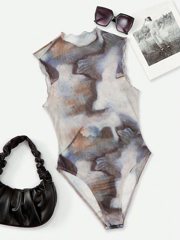 Tie Dye Tank Bodysuit Without Lingerie Set