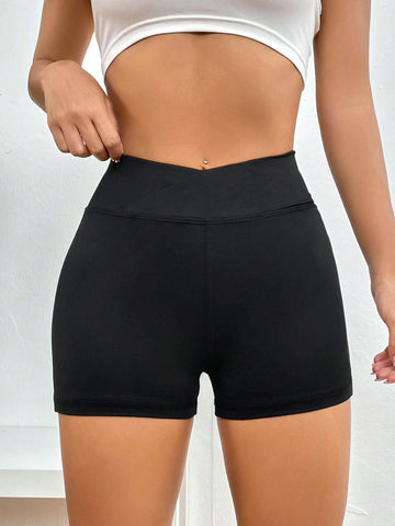 EZwear Solid Wideband Waist Biker Shorts