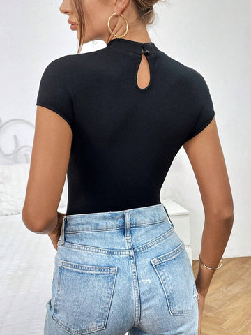 Cut Out Mock Neck Bodysuit