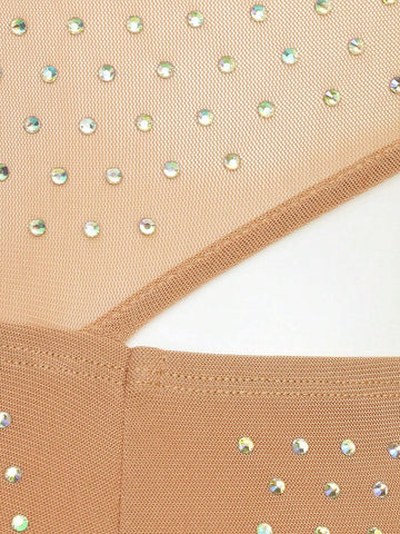 Lace Up Backless Rhinestone Cami Bodycon Dress