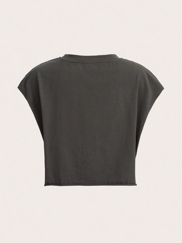 Eagle & Slogan Graphic Batwing Sleeve Tee