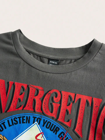 Eagle & Slogan Graphic Batwing Sleeve Tee