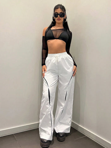 ICON Drawstring Waist Split Thigh Wide Leg Pants