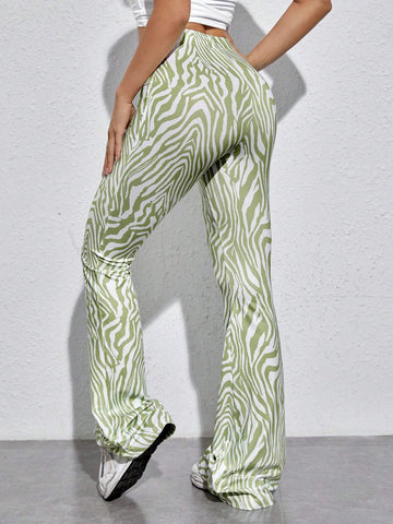 EZwear Zebra Striped Flare Leg Pants