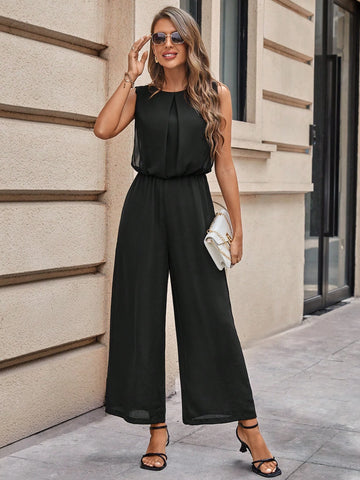 EMERY ROSE Solid Wide Leg Jumpsuit