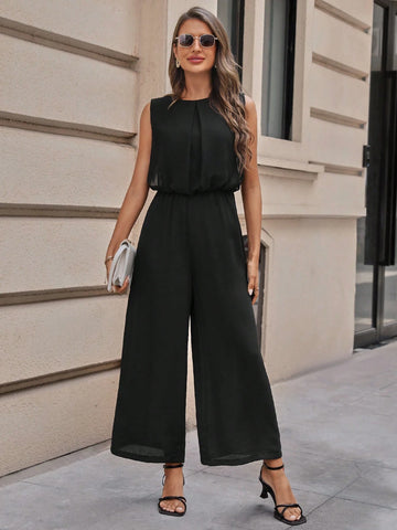 EMERY ROSE Solid Wide Leg Jumpsuit