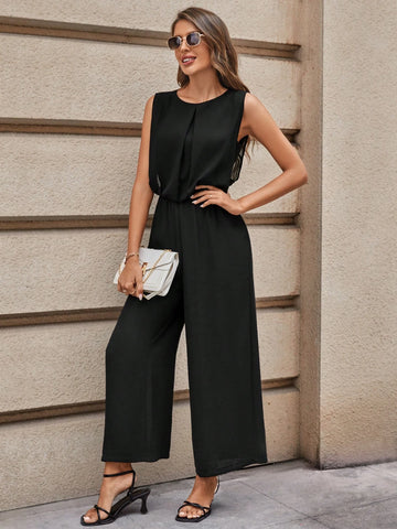 EMERY ROSE Solid Wide Leg Jumpsuit