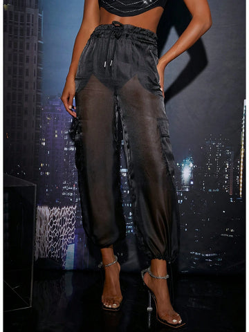 BAE Mesh Insert Drawstring Waist Cargo Pants