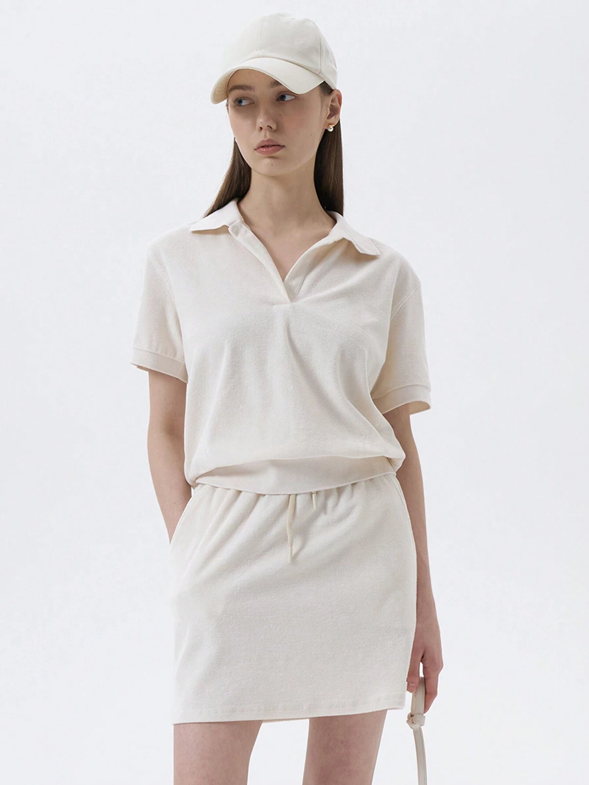 DAZY Solid Blouse & Drawstring Waist Skirt