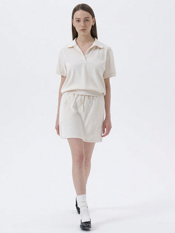 DAZY Solid Blouse & Drawstring Waist Skirt