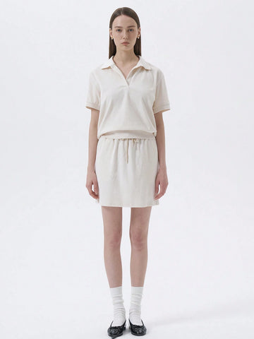 DAZY Solid Blouse & Drawstring Waist Skirt