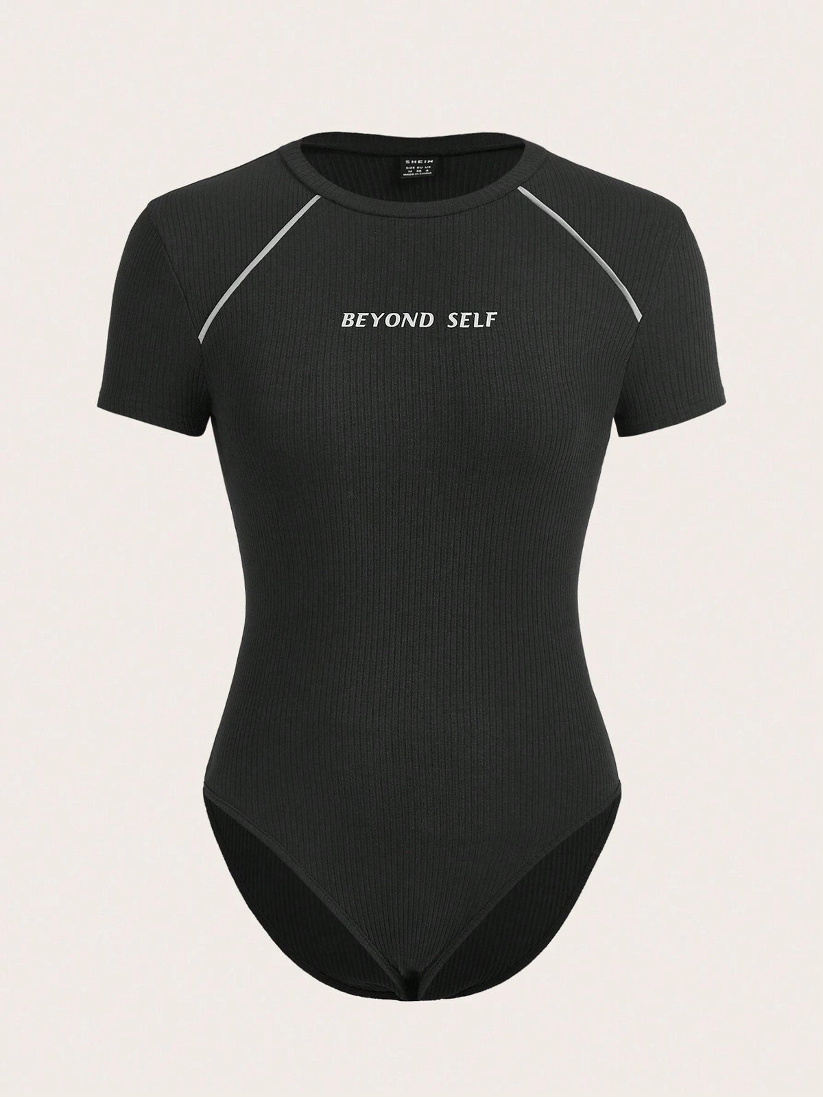 Slogan Graphic Rib-Knit Bodysuit
