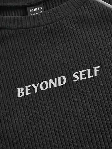 Slogan Graphic Rib-Knit Bodysuit
